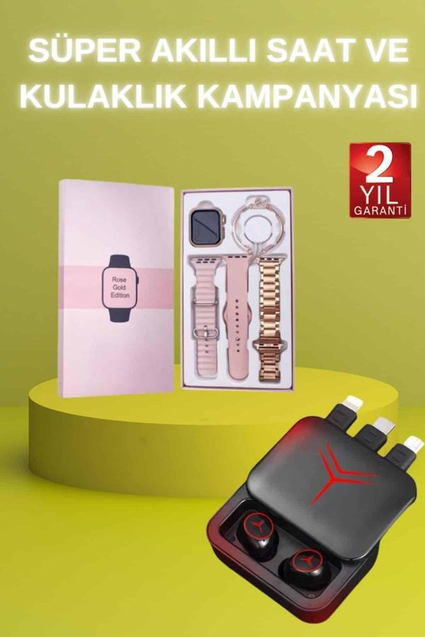 Powerbank Özellikli Bluetooth Kulaklık ve Nabız Ölçer Akıllı Saat Bileklik Hediyeli - Image 1
