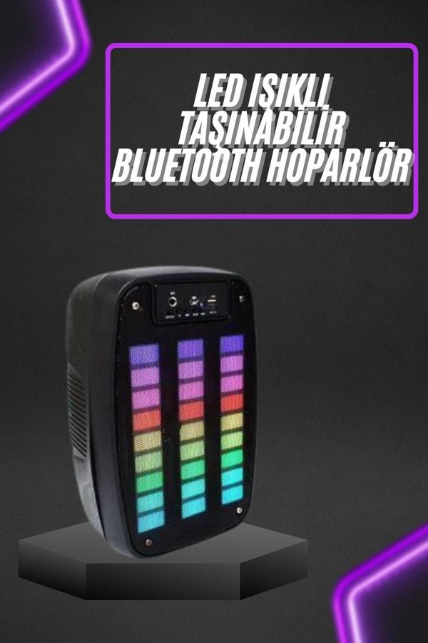 Taşınabilir 6.5 inç LED Bluetooth Kareoke Hoparlör RGB Işıklı Radyolu - Image 1