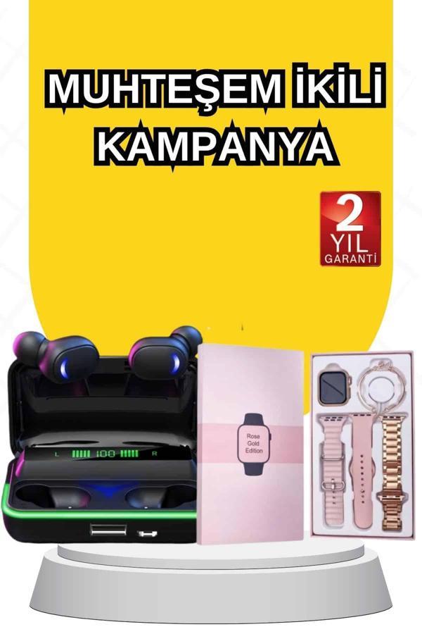 Kadınlara Özel Bileklik Hediyeli Akıllı Saat ve Dijital Göstergeli ANC Özellikli Bluetooth Kulaklık - Image 1