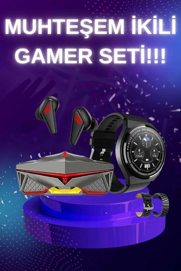 ANC Özellikli Bluetooth Kulaklık ve Amoled Ekran Akıllı Saat Uyku ve Sağlık Takibi Nabız Ölçer - Image 1