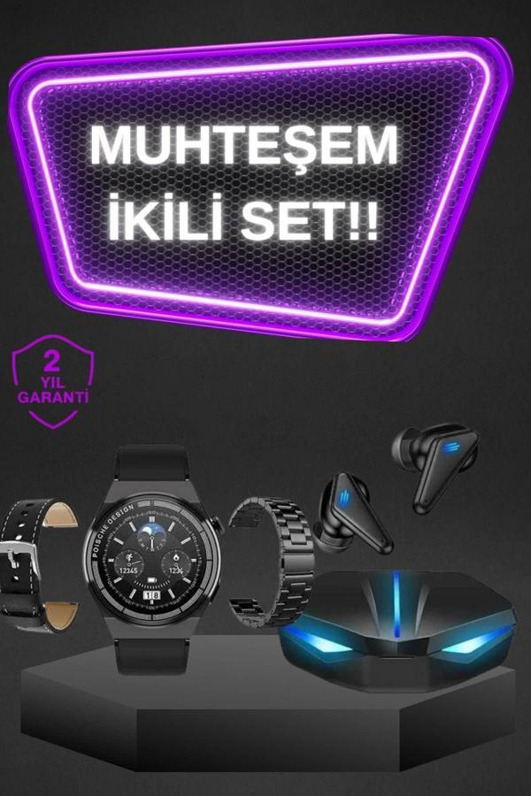 Kablosuz Bluetooth Bağlantılı Kulaklık ve Dokunmatik Ekran Akıllı Saat Arama Cevaplama - Image 1