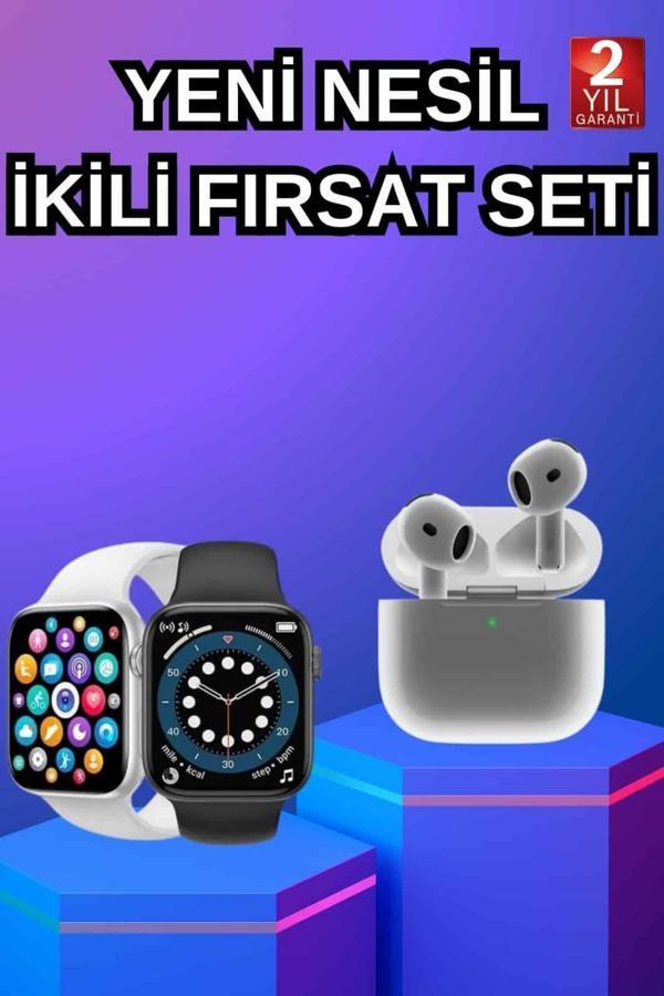3.Nesil TWS Bluetooth Kulaklık ve Dokunmatik Ekran Akıllı Saat Sesli Görüşme - Image 1