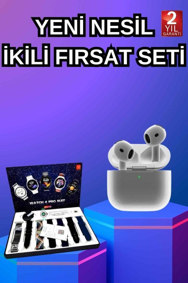 3.Nesil TWS Bluetooth Kulaklık Bluetooth Bağlantılı Akıllı Saat Amoled Ekran Plastik Hasır Kordon - Image 1
