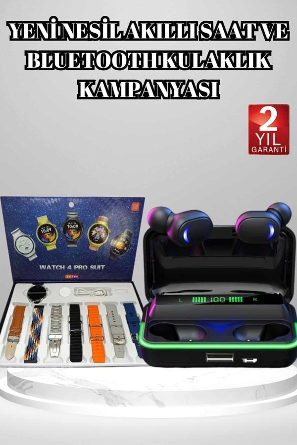 Powerbank Bluetooth Kulaklık Ve Akıllı Saat 7 Kordonlu Metal Kordon Plastik Kordon - Image 1
