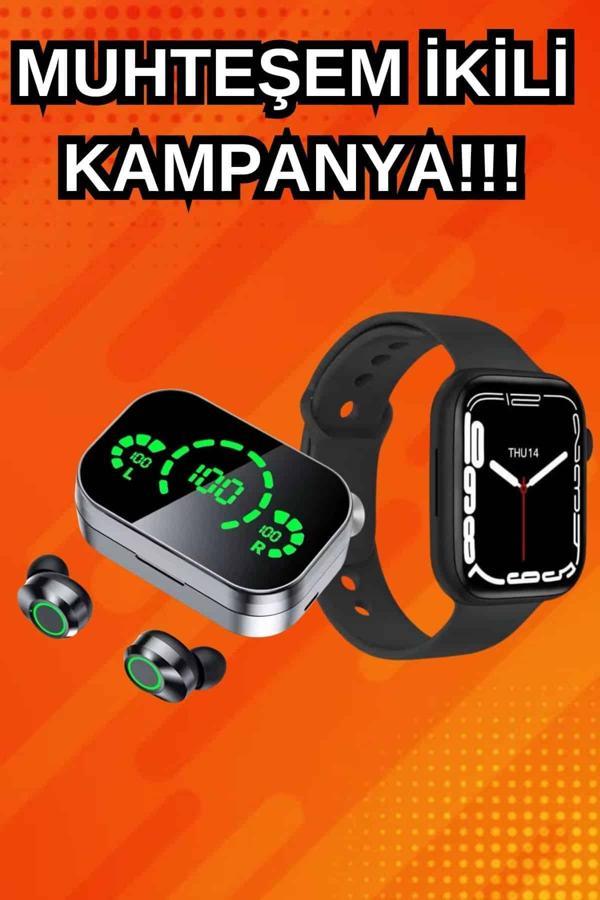 Yeni Nesil Akıllı Saat ve Ucuz Kaliteli Bluetooth Kablosuz Kulaklık Amoled Ekran - Image 1