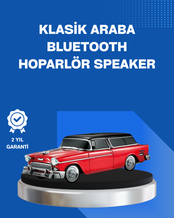 Retro Araba Şekilli Kablosuz Bluetooth Hoparlör - Image 1