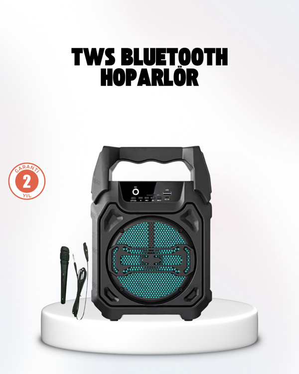 Taşınabilir 6.5” Bluetooth Hoparlör USB TF Kart Mikrofonlu Şarjlı Sistem - Image 1