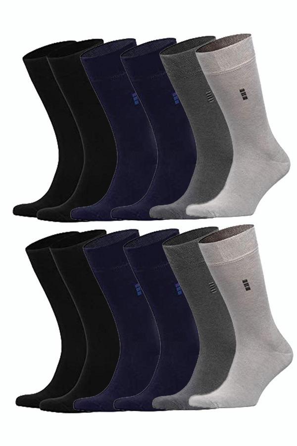 12li Erkek Bambu Dikişsiz Soket Çorap Uzun Rahat Esnek Hava Alan - Image 1