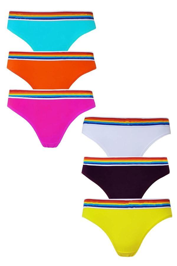 Kadın Rengarenk Bikini Külot Pamuklu İç Çamaşırı 6'lı Paket - Image 1
