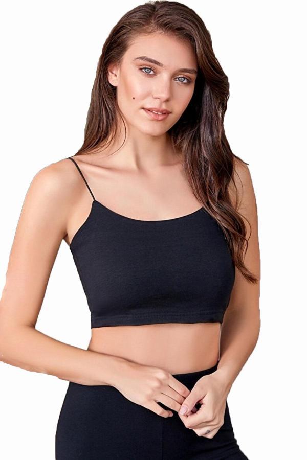Kadın İp Askılı Crop Büstiyer Pamuklu Yarım Atlet 8031 - Image 1