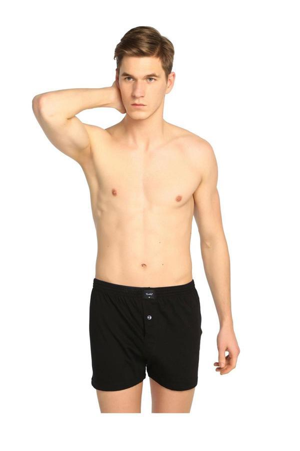 Tutku 3lü Pamuklu Penye Düğmeli Erkek Boxer Büyük Beden Boxer  - Image 1