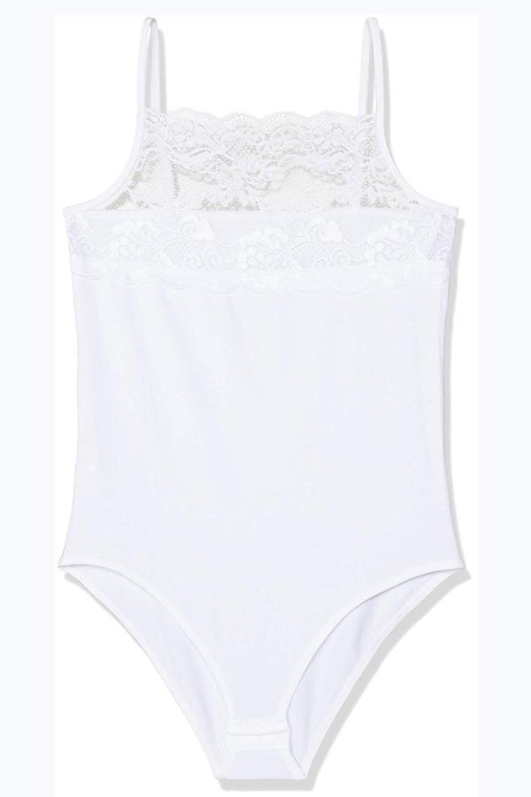 Kadın İp Askılı Body Geniş Dantelli Kancalı Çıtçıtlı Pamuklu Atlet - Image 1