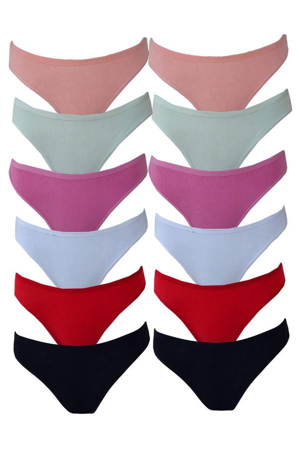 12li Kadın Kaşkorse Bayan Külot Pamuklu Renkli Bikini  - Image 1