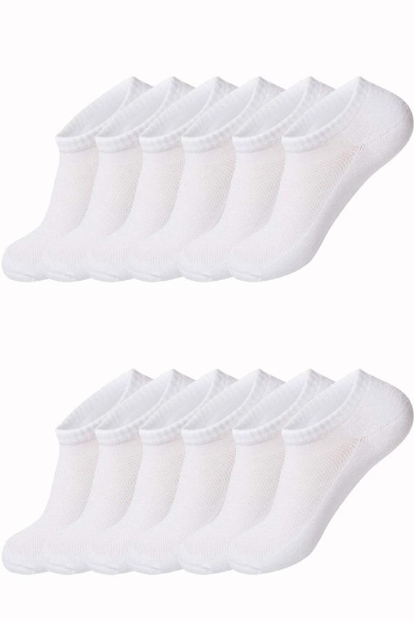 12li Kadın Erkek Görünmez Çorap Düz Renk Pamuklu Klimalı Ekonomik - Image 1