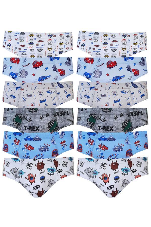 Tutku Erkek Çocuk Renkli Empirme Slip Külot Pamuklu 12li Paket - Image 1