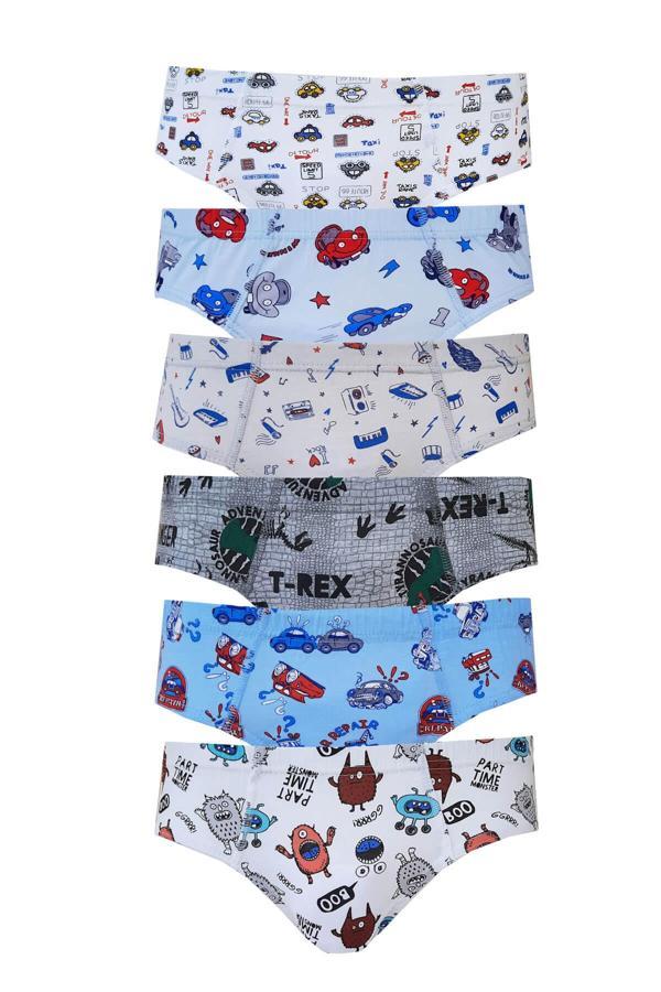 Tutku İç Giyim Erkek Çocuk Renkli Empirme Slip Külot 6 lı Paket - Image 1