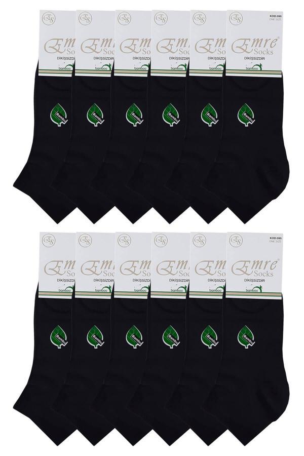 12li Emre Erkek Bambu Kısa Patik Çorap Yumuşak Dikişsiz Rahat - Image 1