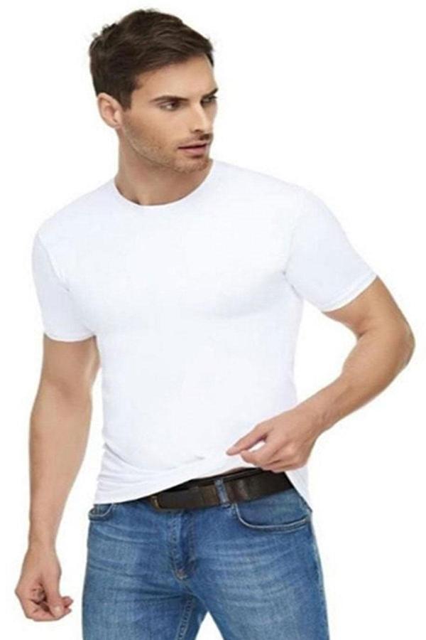 Elit Sıfır Yaka Erkek Fanila Penye Pamuklu Beyaz Kaliteli Atlet - Image 1
