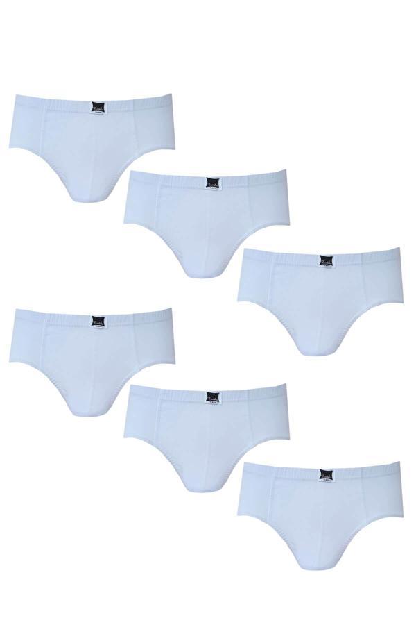 6lı Erkek Çocuk Slip Külot Pamuklu Rahat Beyaz Klasik Model - Image 1