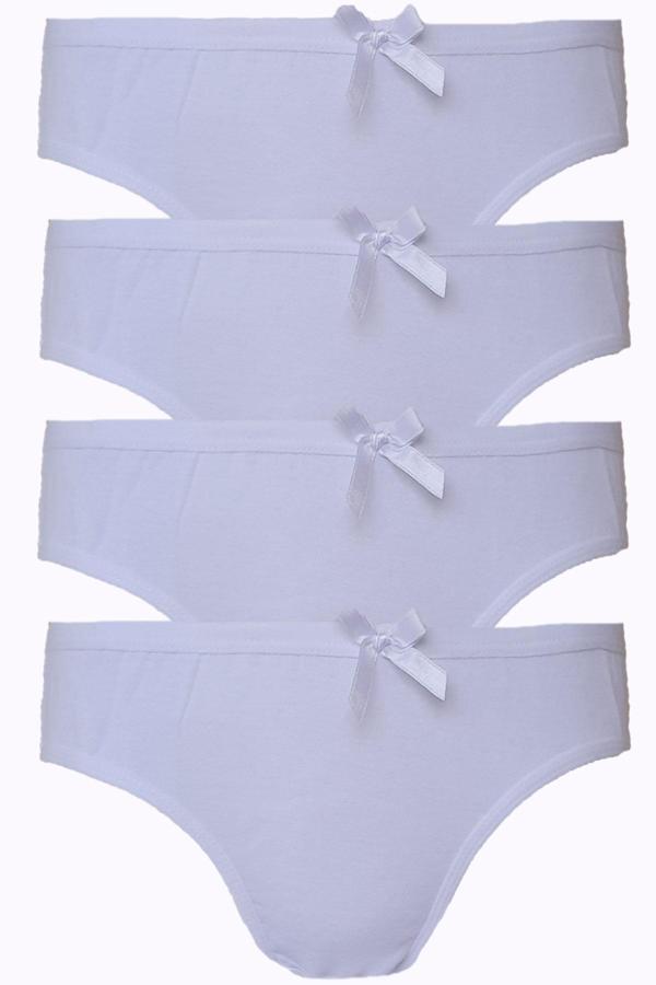 4lü Kadın Pamuklu Bikini Külot Renkli Fiyonklu İç Çamaşırı - Image 1