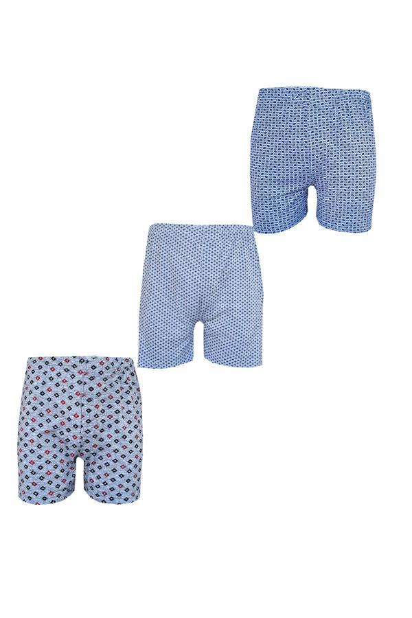 3lü Erkek Desenli Boxer Ekonomik İnce Pamuklu Paçalı Don - Image 1
