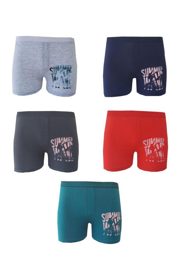 Koza Erkek Çocuk Renkli Desenli Boxer Külot 5 li Paket - Image 1