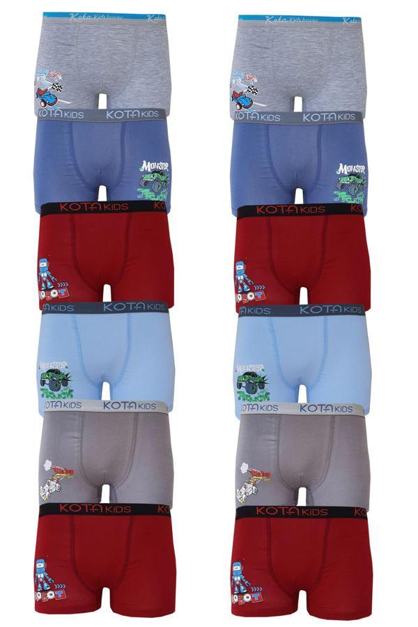 12li Erkek Çocuk Renkli  Baskılı Boxer Külot 1005 - Image 1