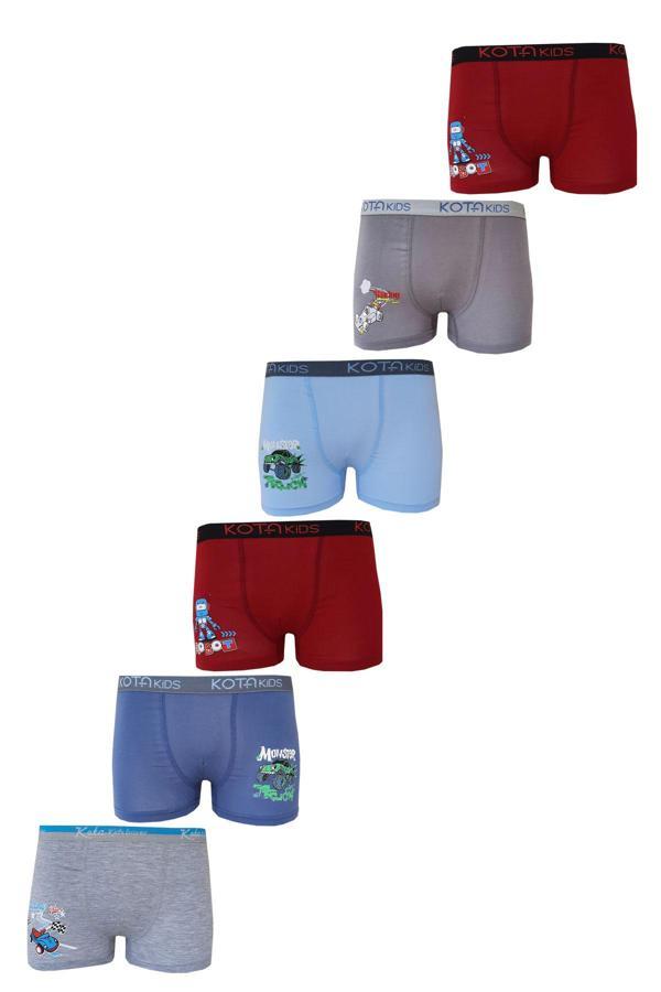 6lı Erkek Çocuk Renkli  Baskılı Boxer Külot 1005 - Image 1
