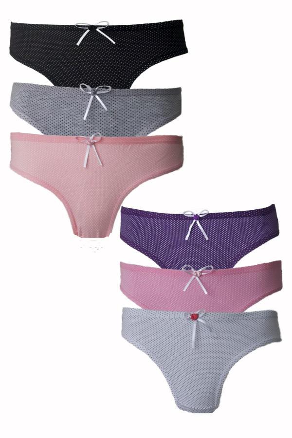 6 lı Kadın Puantiyeli Karışık Renk Pamuklu Bikini Külot 728 - Image 1