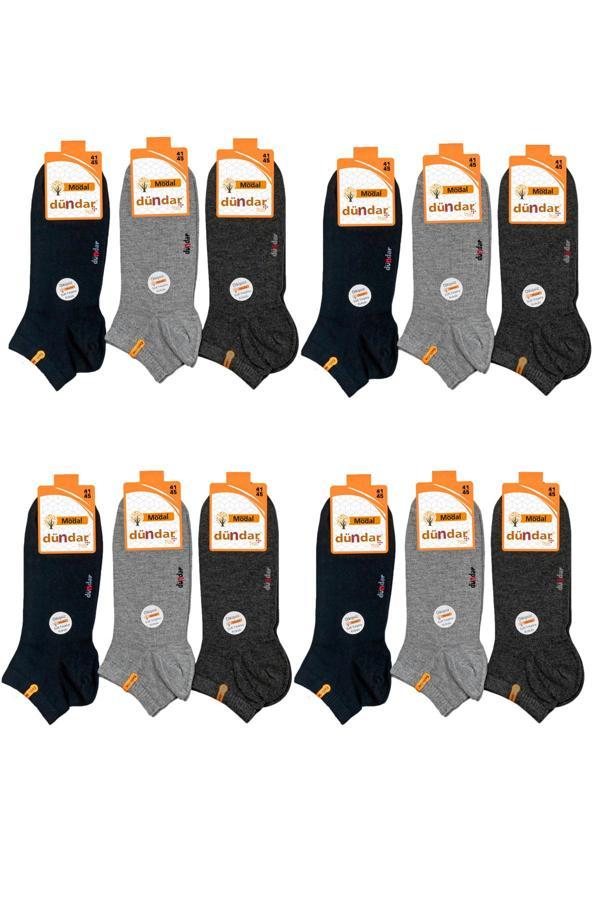 Dündar 12li Erkek Modal Kısa Patik Çorap Asorti Dikişsiz Çorap - Image 1
