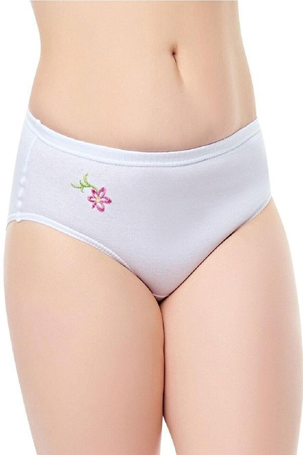 6lı Seher Kadın Yüksek Bel Külot İşlemeli Pamuklu Bato Slip - Image 1