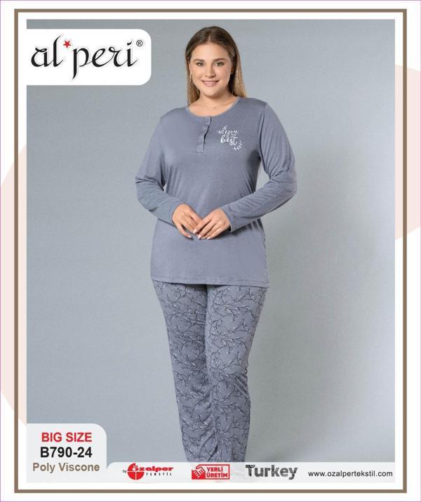 Gd Goldoremi 790-24 Büyük Beden Kadın Uzun Kollu Pijama Takım - Image 1