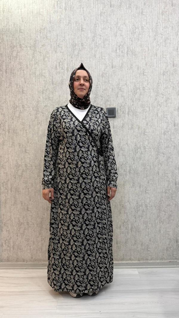 Gd Goldoremi 7 Kadın Viskon Pamuklu Bağlamalı Namaz Elbisesi - Image 1