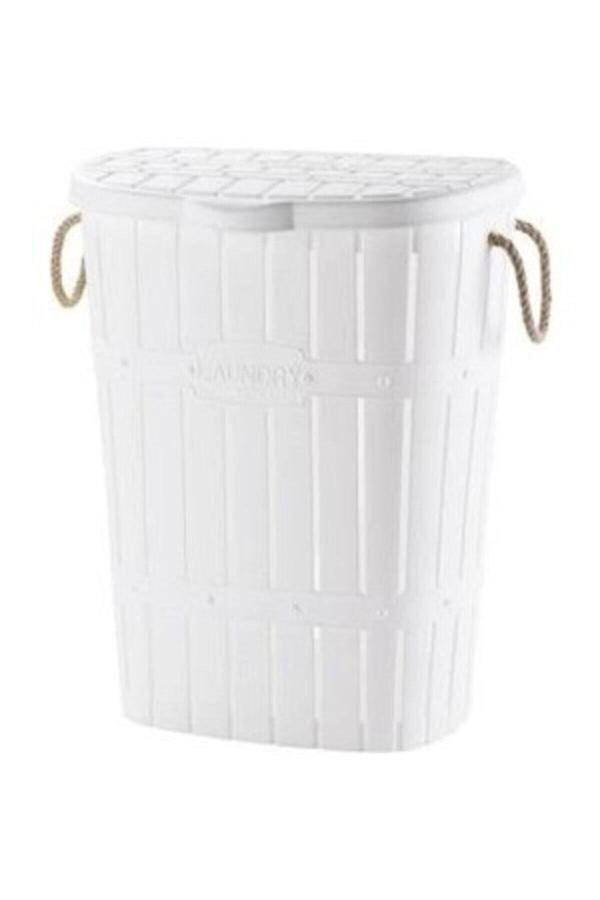 Bambu Halatlı Kirli Çamaşır Sepeti Beyaz - Image 1