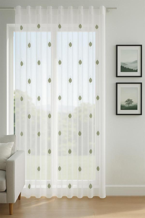 Emi Tül Perde Yeşil 140x250 - Image 1
