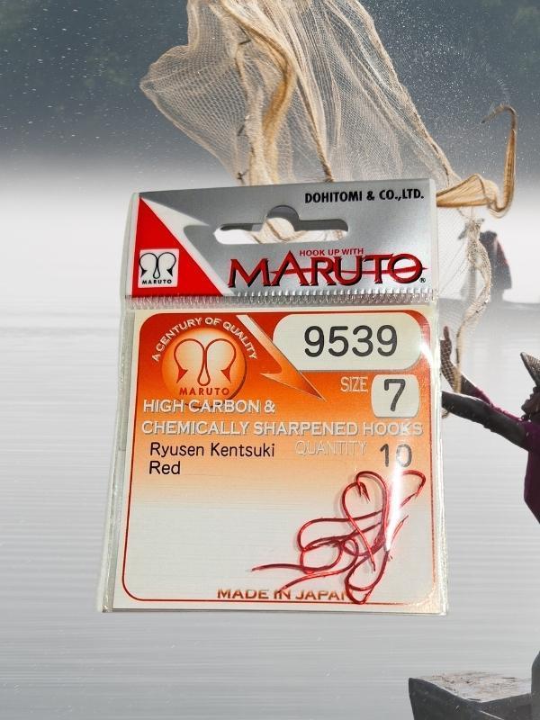 9539 Ryusen Kentsuki 7 Numara 10'lu Paket Kırmızı Çift Tırnak Olta Iğnesi - Image 1