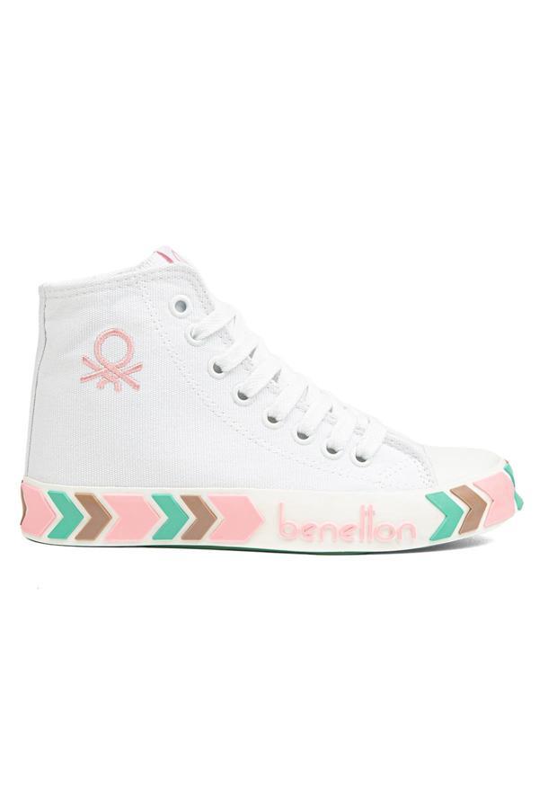 Benetton® | BN-90621- Beyaz Pembe- Kadın Spor Ayakkabı - Image 1