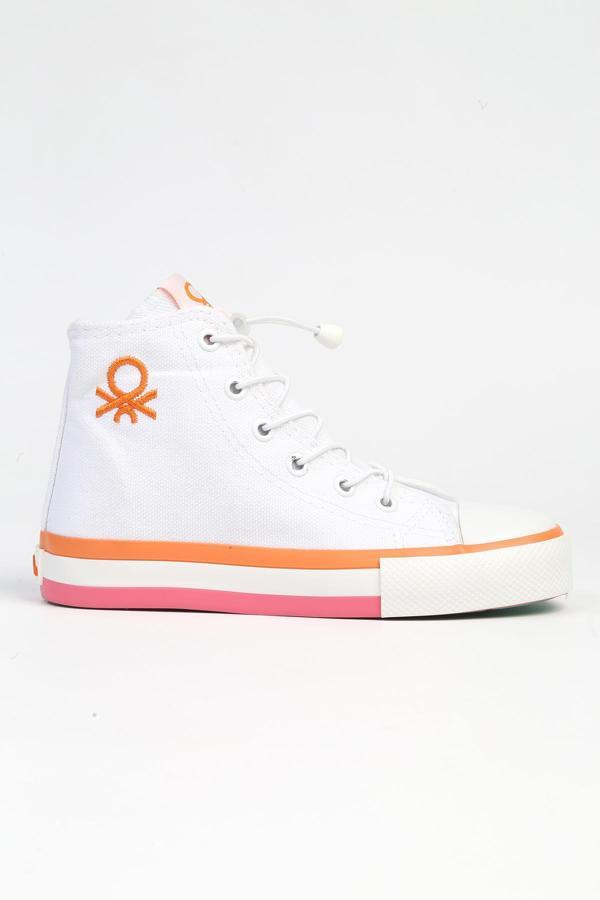Benetton® | BN-90193 - 3394 Beyaz Turuncu - Çocuk Spor Ayakkabı - Image 1