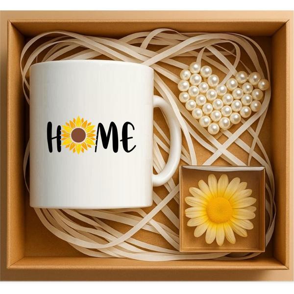 Papatya Home Yazılı Hediye Kutusu, Ev Hediyesi, Papatya Severler Hediye Seti P1-07 - Image 1