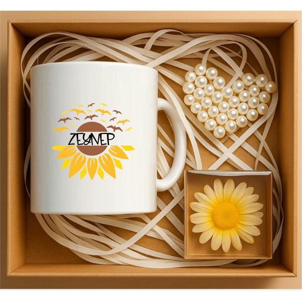 Kişiye Özel İsim Yazılı Papatya Hediye Kutusu, Hediye Sepetleri - P201 - Image 1