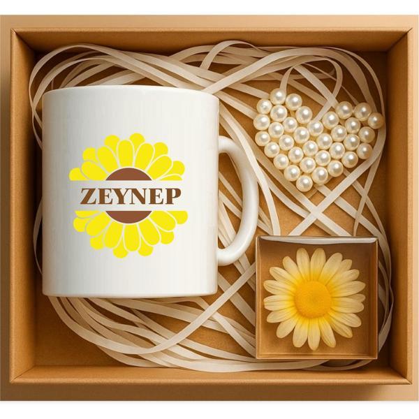 Kişiye Özel İsim Yazılı Papatya Hediye Sepeti, Konsept Hediyeler - P202 - Image 1