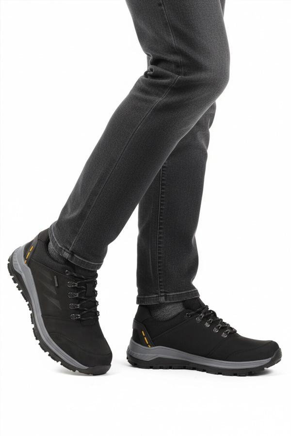 Siyah Hakiki Deri Kaymaz Su İtici Erkek Outdoor Ayakkabı 2343 M - Image 1