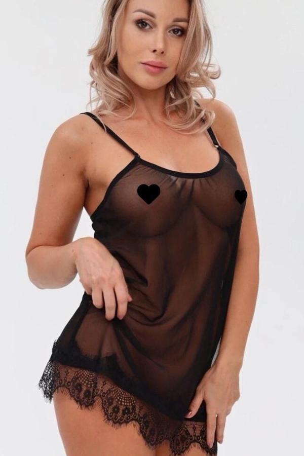 Dantelli Kısa Tül Gecelik Tnmd1295g - Image 1