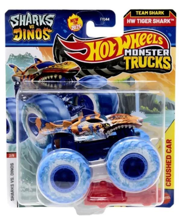 Hot Wheels Monster Trucks 1:64 Arabalar SHARKS vs DINOS HW TIGER SHARK FYJ44-JCD90 - Image 1