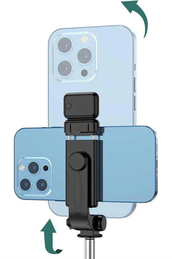Tripod Selfie Çubuğu Bluetooth Kumandalı Kablosuz Led Işıklı - Image 1