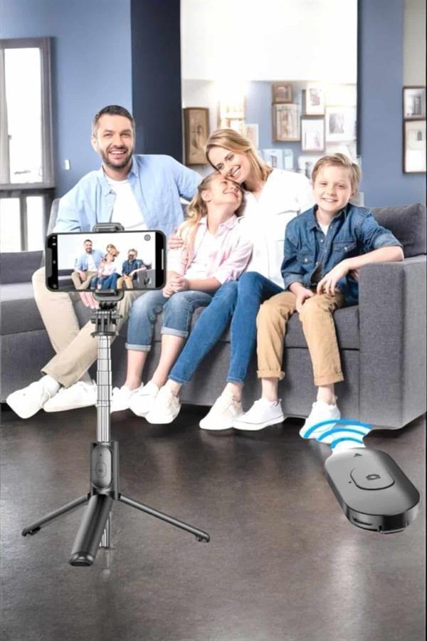 Kumandalı Tripod Telefon Tutucu Selfie Çubuğu 360 Derece Dönebilen - Image 1