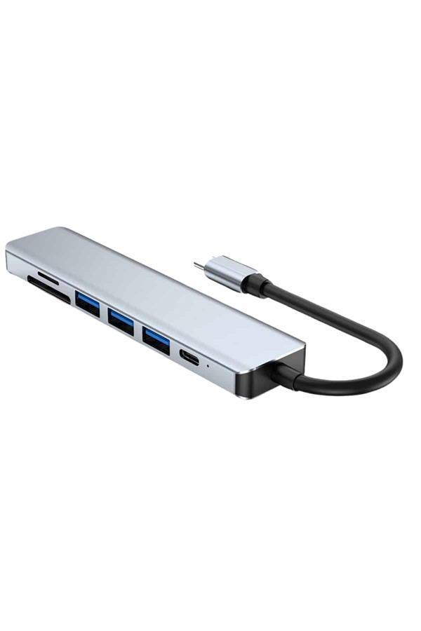 8 Portlu Macbook Çevirici Type C Hub  SD TF USB Çoğaltıcı Ethernet - Image 1