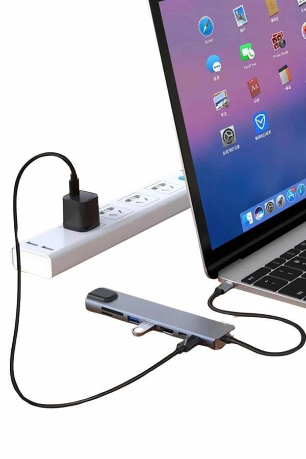 8 Port Çoklayıcı Macbook Ile Uyumlu Çoğaltıcı Type-C dönüştürücü TF SD kart - Image 1