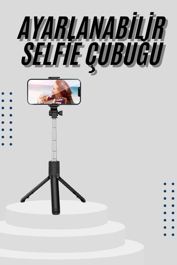 Tripod Selfie Çubuğu Bluetooth Kumandalı Kablosuz Led Işıklı - Image 1