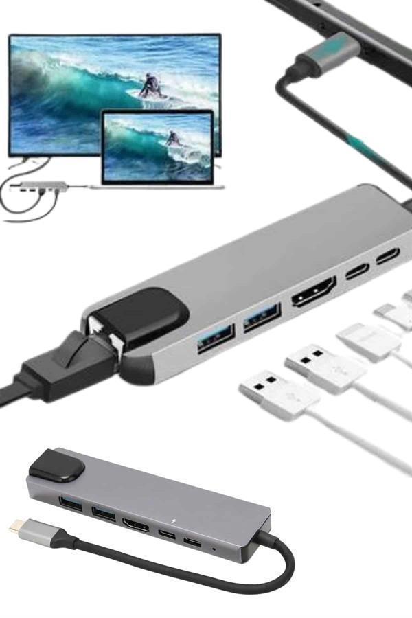 Usb Type-c Hub Dönüştürücü Çevirici Çoklayıcı Macbook Çevirici 8 Portlu - Image 1